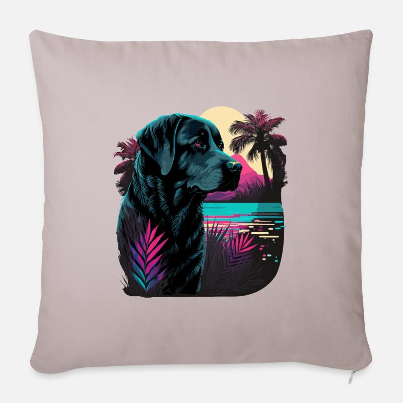 Black Labrador Retriever relaxant - Housse de coussin décorative 45 x 45 cm - taupe clair