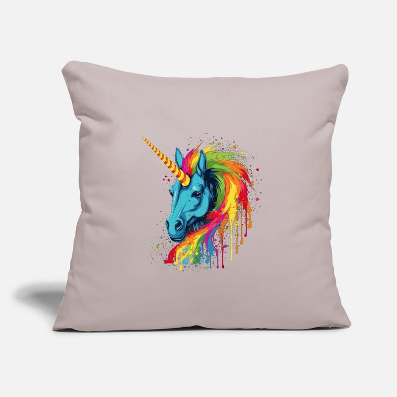 Buntes Einhorn mit Regenbogen Mähne Sofakissenbezug 45 x 45 cm