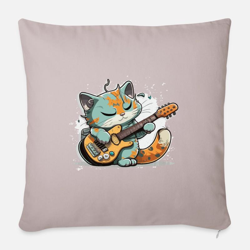 Gitarre Katze - Sofakissenbezug 45 x 45 cm - helles Taupe
