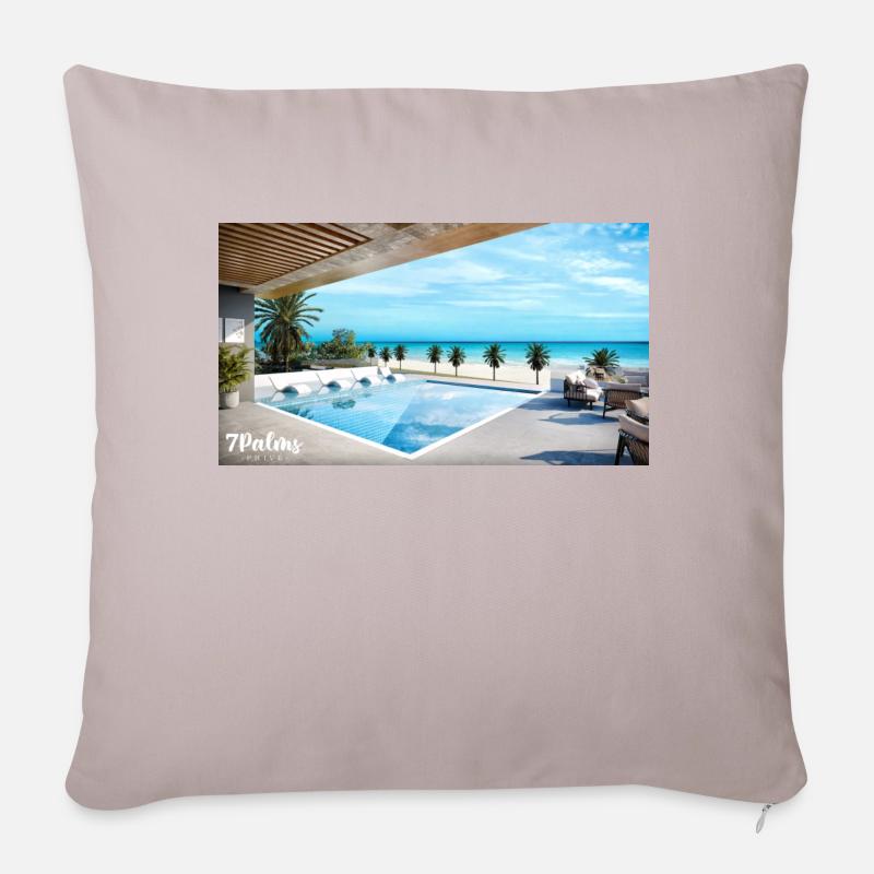 Pool und Strand - Sofakissenbezug 45 x 45 cm - helles Taupe