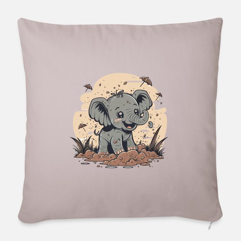 Verspielter Elefant - Sofakissenbezug 45 x 45 cm - helles Taupe