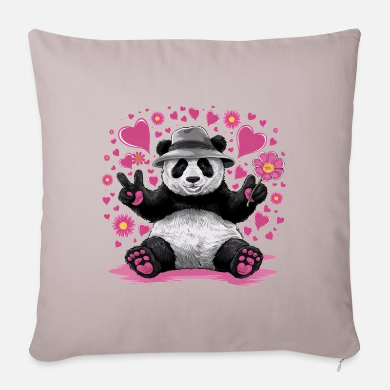 Valentinstag Panda Liebe Pandas-Liebhaber - Sofakissenbezug 45 x 45 cm - helles Taupe