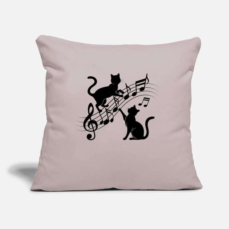 Black cats pattern playing with musical note Sofa pillowcase 17,3'' x 17,3'' (45 x 45 cm)