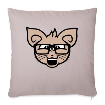 Nerd Katze Hornbrille Geek Schlaues Kätzchen Kopf - Sofakissenbezug 45 x 45 cm - helles Taupe - Vorne