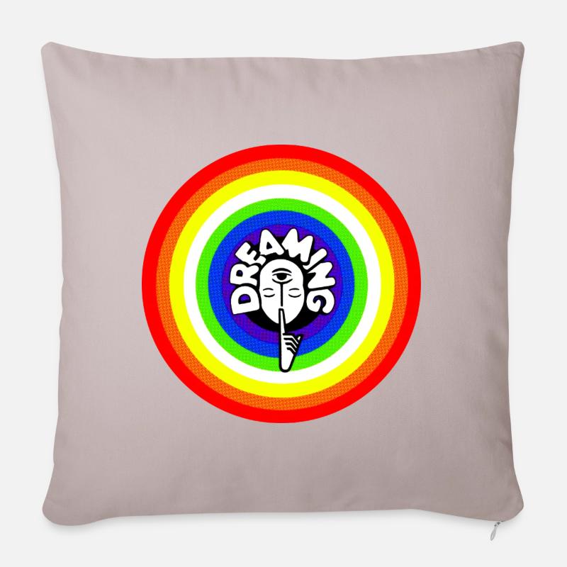 Psst! dreaming Träumer retro Regenbogen schlafen - Sofakissenbezug 45 x 45 cm - helles Taupe