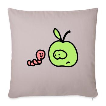 Pomme + Worm 3 - Housse de coussin décorative 45 x 45 cm - taupe clair - Devant