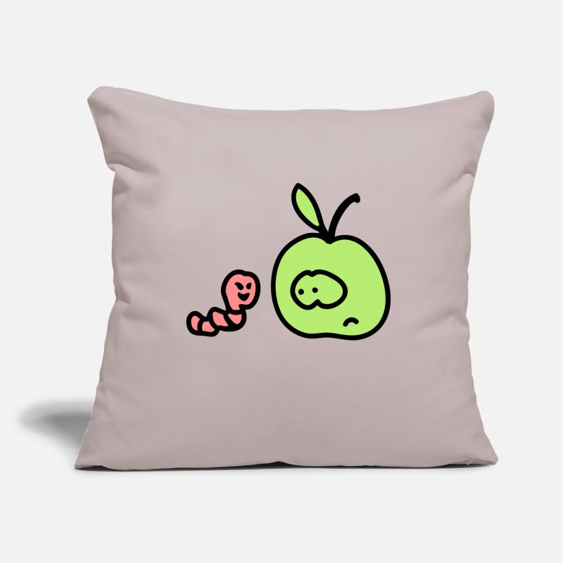 Pomme + Worm 3 Housse de coussin décorative 45 x 45 cm