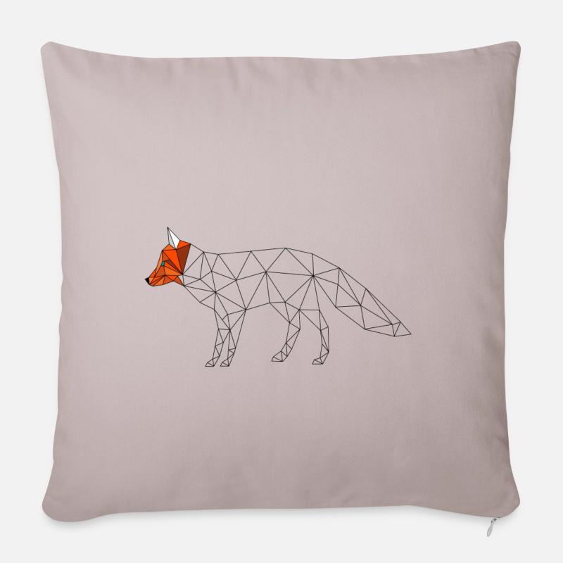 Fuchs geometrisch low poly bunter Kopf 3D Geschenk - Sofakissenbezug 45 x 45 cm - helles Taupe