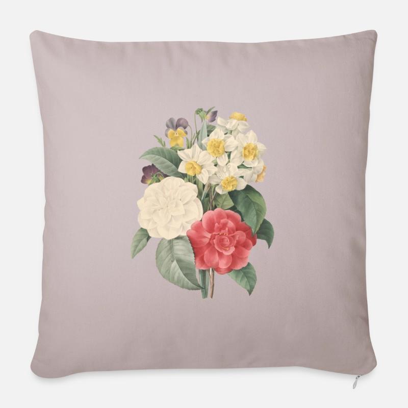 Vintage Blume - Sofakissenbezug 45 x 45 cm - helles Taupe