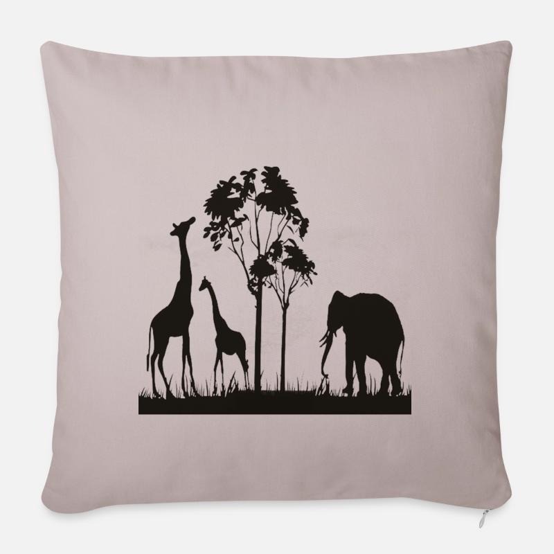 Tiere aus Afrika - Sofakissenbezug 45 x 45 cm - helles Taupe