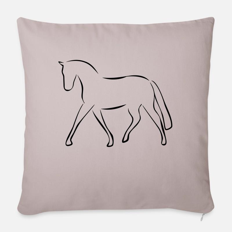 Pferd - Sofakissenbezug 45 x 45 cm - helles Taupe