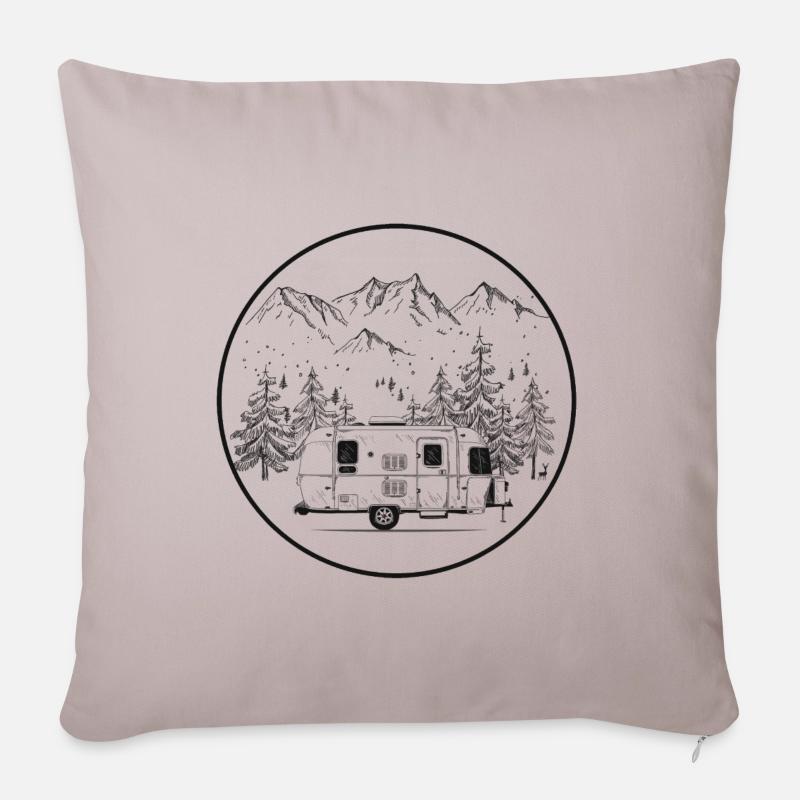 Mountains Camping Camper Campfire Caravan Gift - Sofa pillowcase 17,3'' x 17,3'' (45 x 45 cm) - light taupe