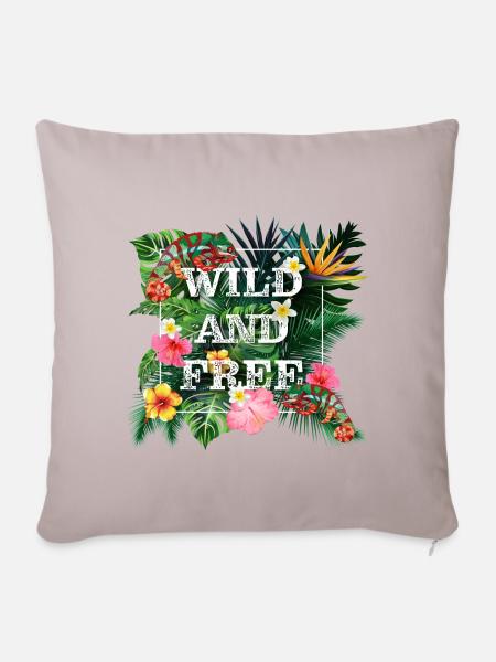 Wild and Free - Sofakissenbezug 45 x 45 cm - helles Taupe