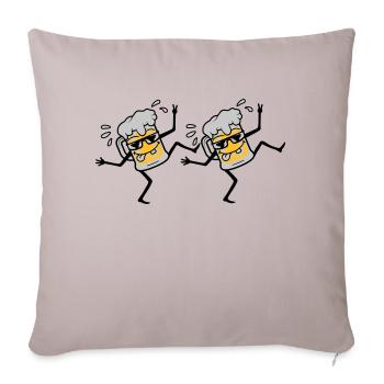 2 bières de soirée dansante - Housse de coussin décorative 45 x 45 cm - taupe clair - Devant