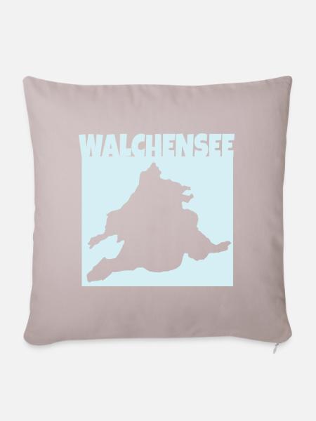 Walchensee - Silhouette - Sofakissenbezug 45 x 45 cm - helles Taupe