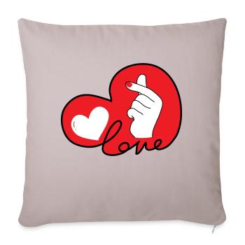 LOVE Finger Herz Tippfehler 3 - Sofakissenbezug 45 x 45 cm - helles Taupe - Vorne