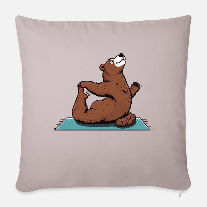 Yoga Bär - Sofakissenbezug 45 x 45 cm - helles Taupe