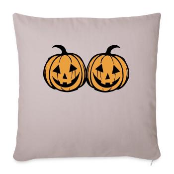 Visage de citrouille - Housse de coussin décorative 45 x 45 cm - taupe clair - Devant