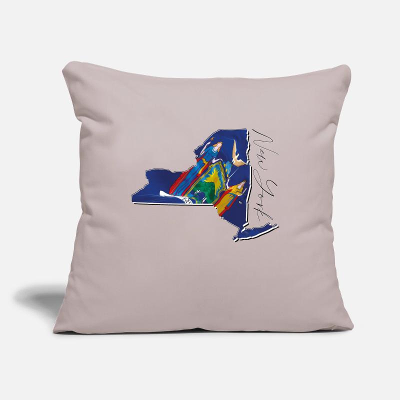 New York (États-Unis) | Drapeau réel | Flag Map Script Housse de coussin décorative 45 x 45 cm