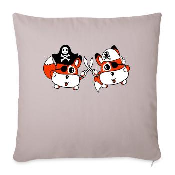 2 Little Cute Pirate Foxes Eye Patch Saber Duel - Sofa pillowcase 17,3'' x 17,3'' (45 x 45 cm) - light taupe - Front