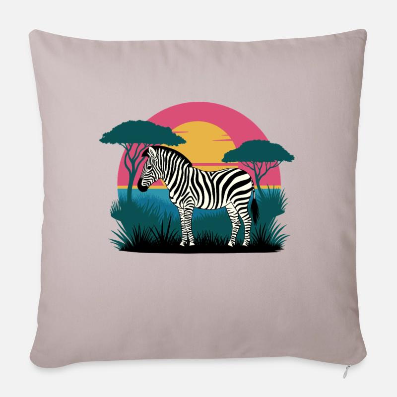 Zèbre du coucher de soleil - Housse de coussin décorative 45 x 45 cm - taupe clair