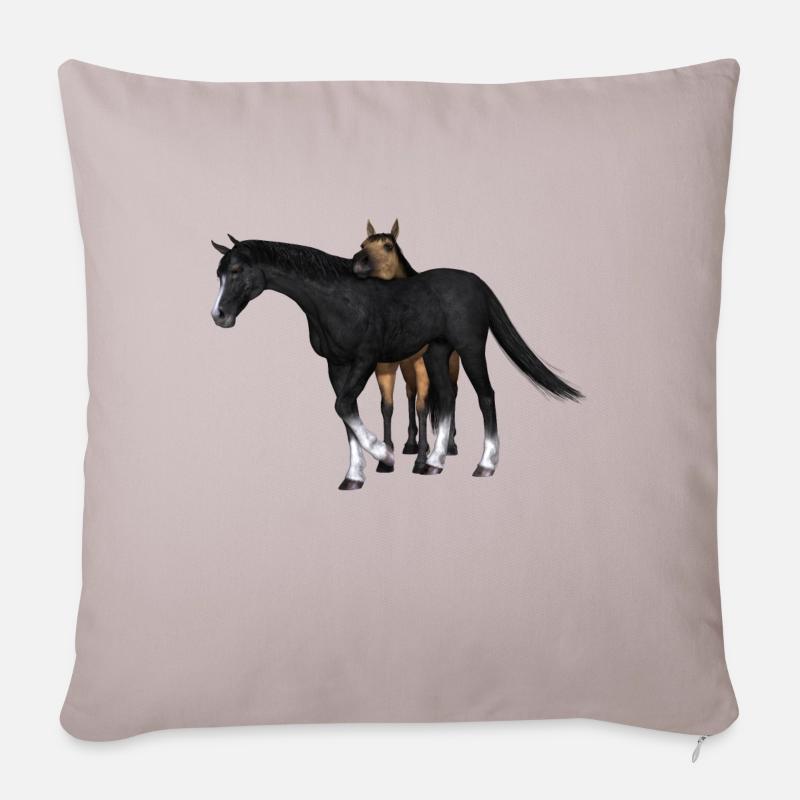 Cheval - Housse de coussin décorative 45 x 45 cm - taupe clair