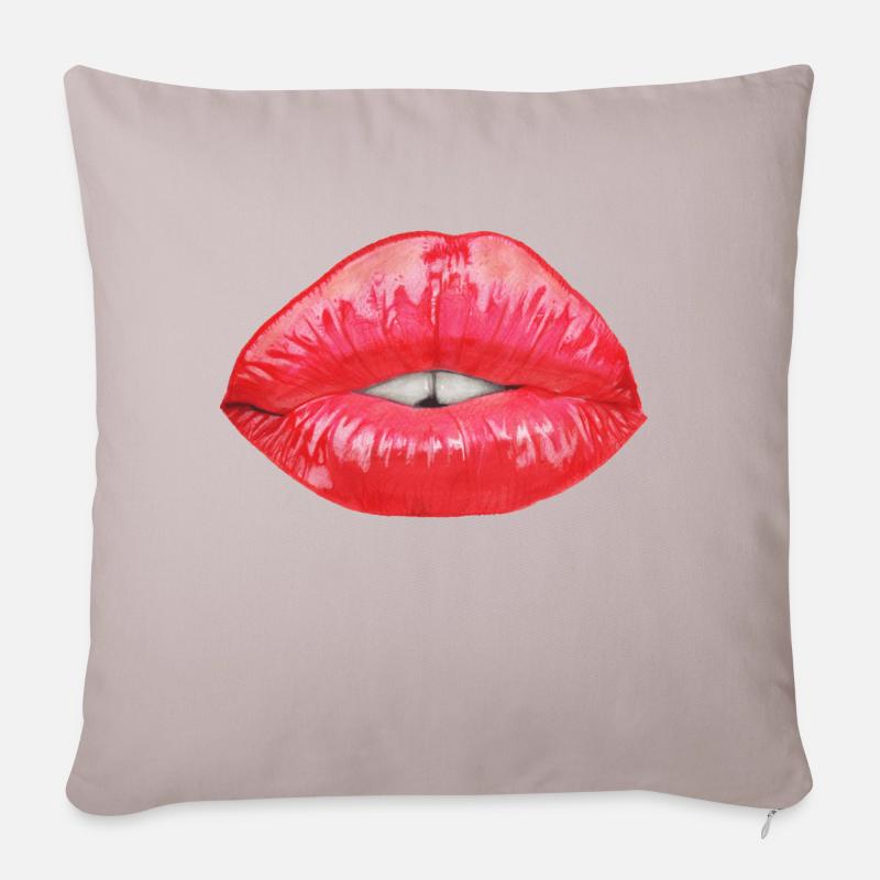 Lippen - Sofakissenbezug 45 x 45 cm - helles Taupe