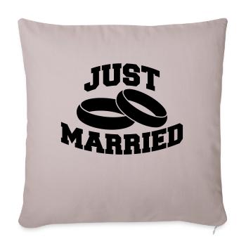 Just Married Rings Logo Design - Housse de coussin décorative 45 x 45 cm - taupe clair - Devant