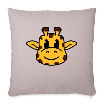 Drôle cool heureux girafe tête visage animal - Housse de coussin décorative 45 x 45 cm - taupe clair - Devant