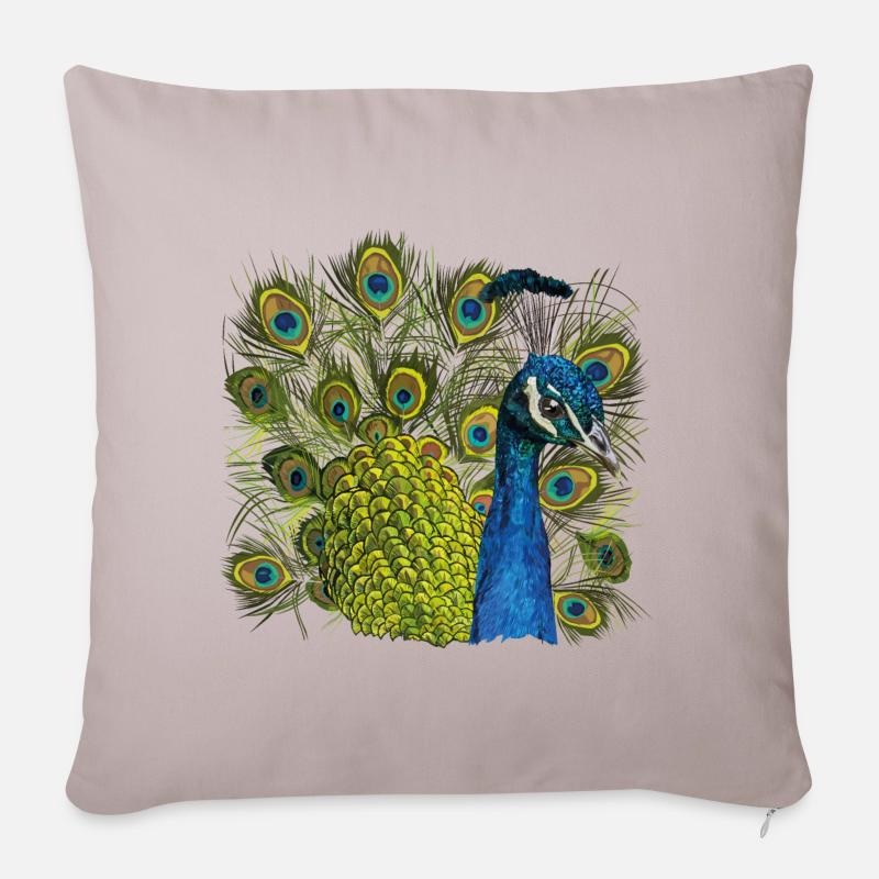Pfau - Sofakissenbezug 45 x 45 cm - helles Taupe