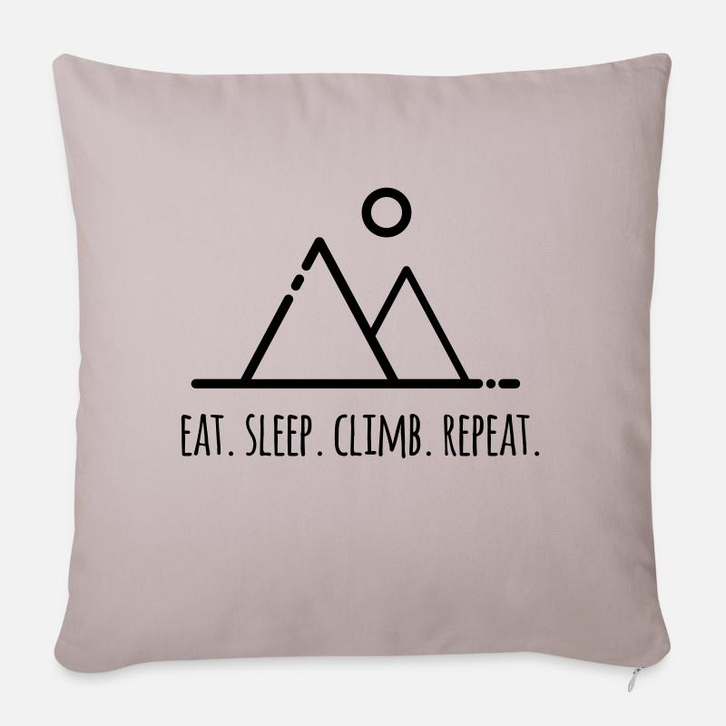 Eat.Sleep.Climb.Repeat - für Kletterer - Sofakissenbezug 45 x 45 cm - helles Taupe