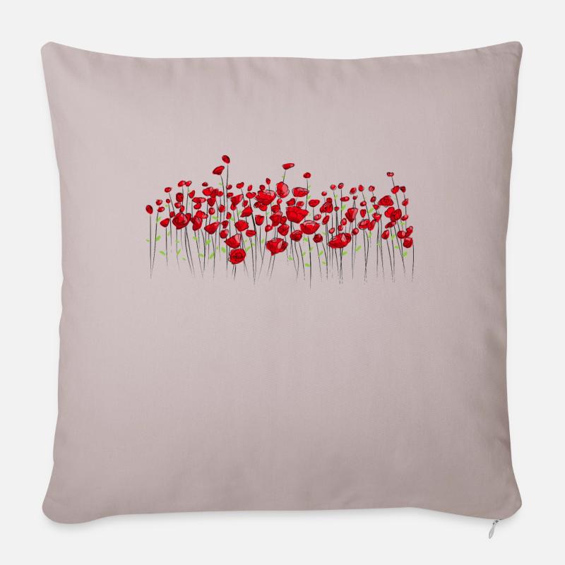 Klatschmohn Mohn Blumen - Sofakissenbezug 45 x 45 cm - helles Taupe