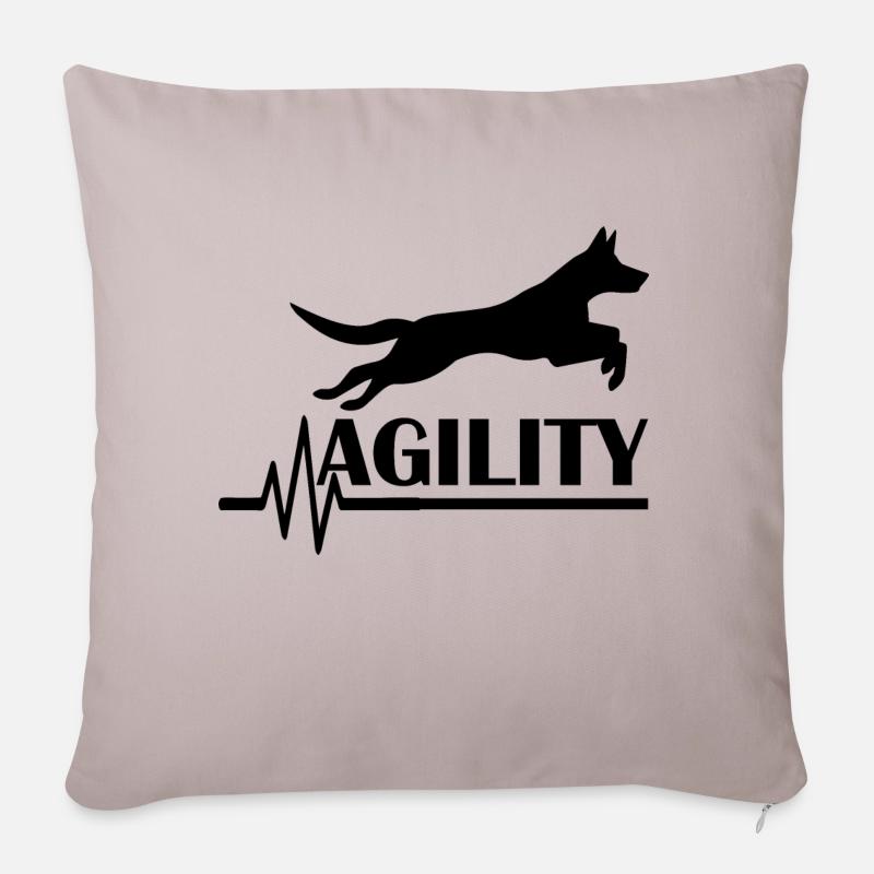 Agilité de chien de chien - Housse de coussin décorative 45 x 45 cm - taupe clair