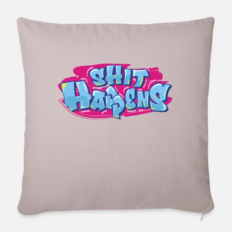 Shit Happens - Sofa pillowcase 17,3'' x 17,3'' (45 x 45 cm) - light taupe