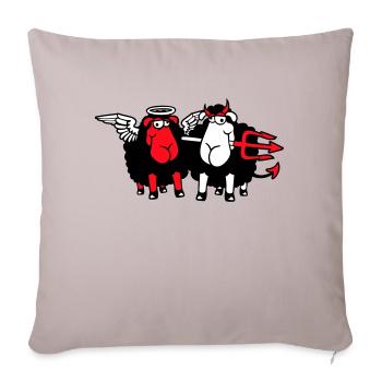 2 Mouton Ange Diable Satan Enfer Mal Paradis Bien - Housse de coussin décorative 45 x 45 cm - taupe clair - Devant
