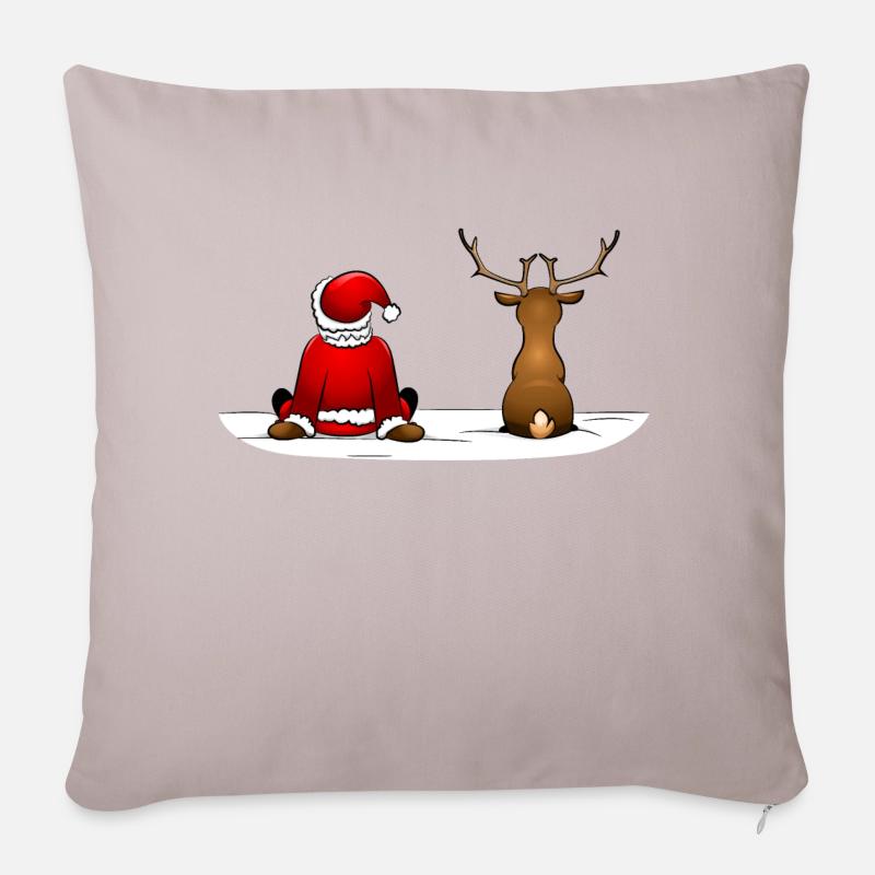 Santa Claus und Rudolph - Sofakissenbezug 45 x 45 cm - helles Taupe