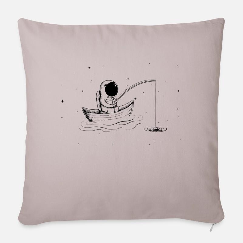 Fishing In Space - Sofakissenbezug 45 x 45 cm - helles Taupe