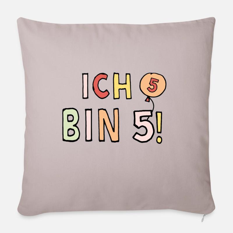 Ich bin 5 - Sofakissenbezug 45 x 45 cm - helles Taupe