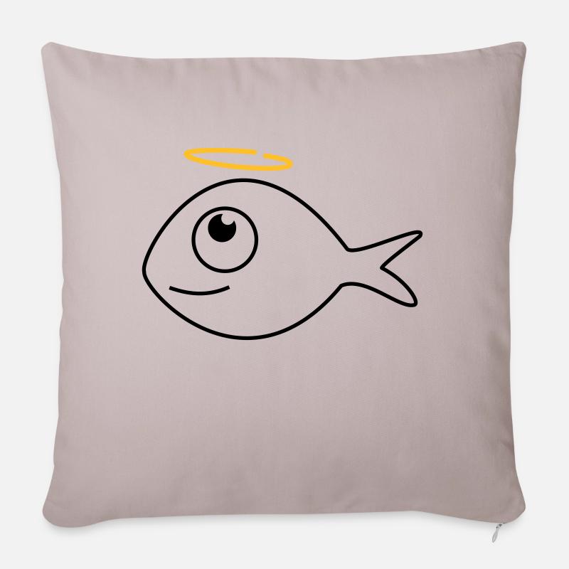 Fisch Ronny der Engel - Sofakissenbezug 45 x 45 cm - helles Taupe