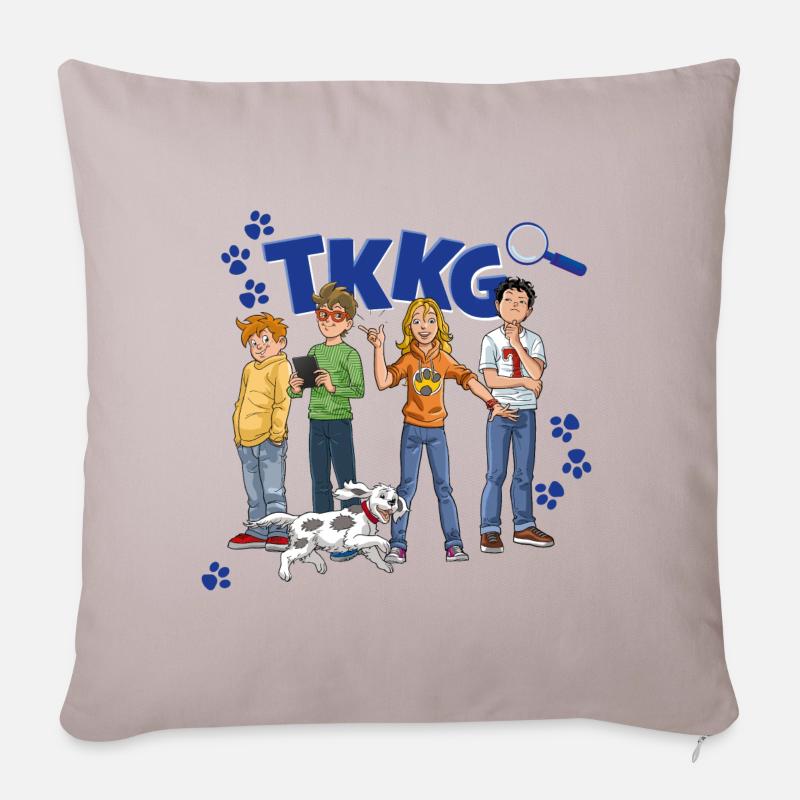 TKKG Junior Logo Mit Der Bande Und Pfoten - Sofakissenbezug 45 x 45 cm - helles Taupe