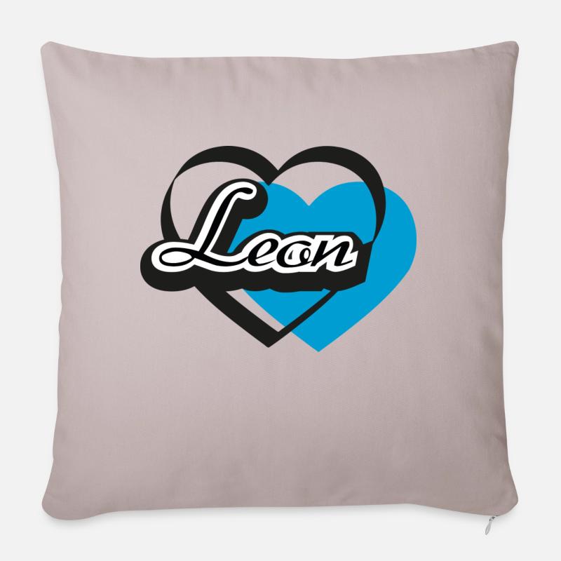 Name Leon Herz - Sofakissenbezug 45 x 45 cm - helles Taupe