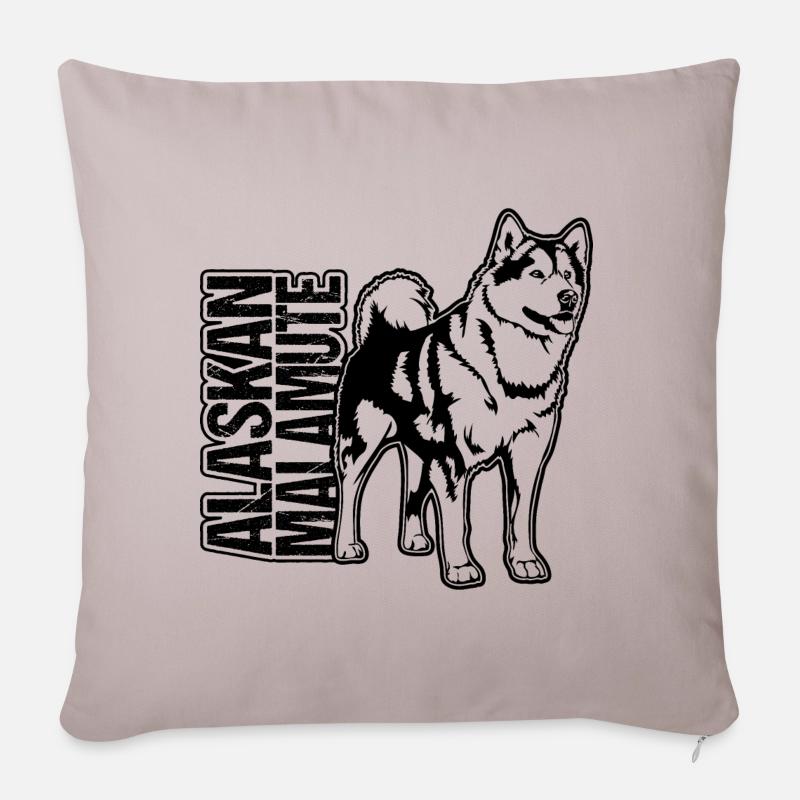 ALASKAN MALAMUTE Portrait Wilsign’s Sled Dog - Housse de coussin décorative 45 x 45 cm - taupe clair