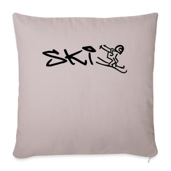 Ski alpin d’hiver - Housse de coussin décorative 45 x 45 cm - taupe clair - Devant
