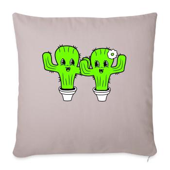 2 Cactus Pair Plants Prickly Cacti Love - Sofa pillowcase 17,3'' x 17,3'' (45 x 45 cm) - light taupe - Front