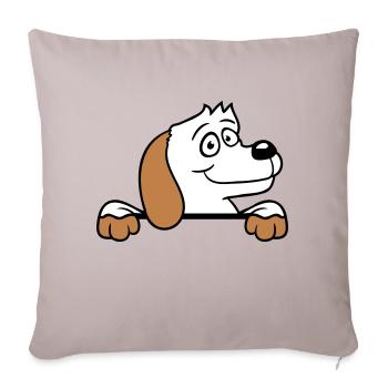Dog Behind Wall Fence Sign Peeping Happy Cute - Sofa pillowcase 17,3'' x 17,3'' (45 x 45 cm) - light taupe - Front