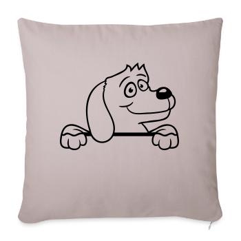 Dog Behind Wall Fence Sign Peeping Happy Cute - Sofa pillowcase 17,3'' x 17,3'' (45 x 45 cm) - light taupe - Front