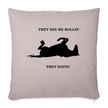 Ils me voient rouler ils hatin - Cheval sale - Housse de coussin décorative 45 x 45 cm - taupe clair - Devant