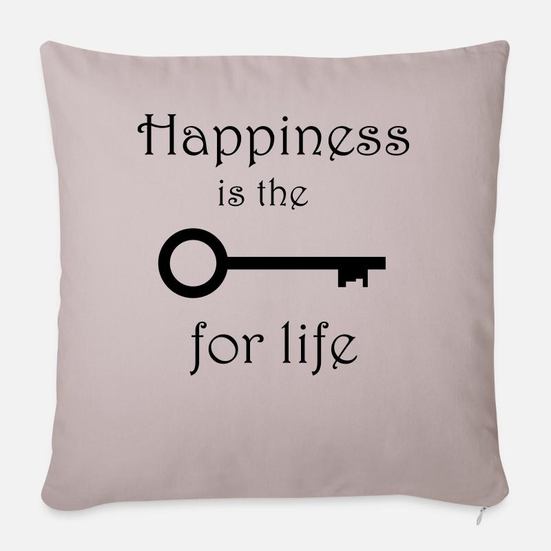 Happiness - Sofa pillowcase 17,3'' x 17,3'' (45 x 45 cm) - light taupe