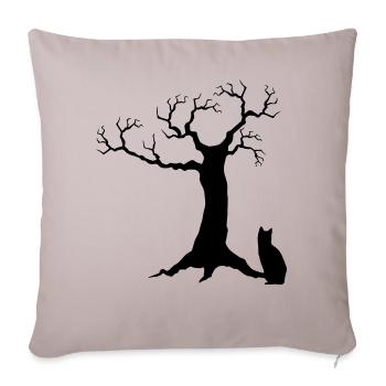 Chat chat arbre chats - Housse de coussin décorative 45 x 45 cm - taupe clair - Devant