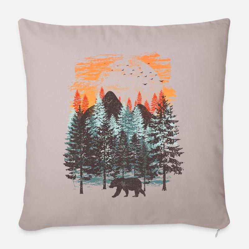 Forest landscape (Bear) - Sofa pillowcase 17,3'' x 17,3'' (45 x 45 cm) - light taupe